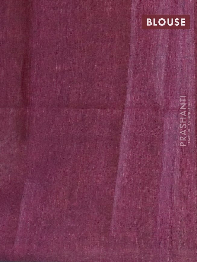 Pure linen saree wine shade with allover stripe pattern and sequin work pallu