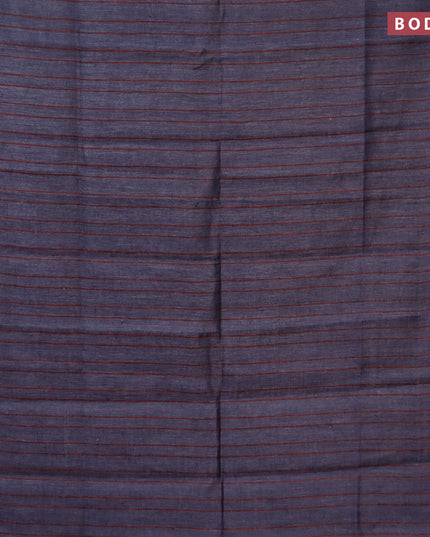 Pure linen saree grey and maroon with allover stripe pattern and piping border