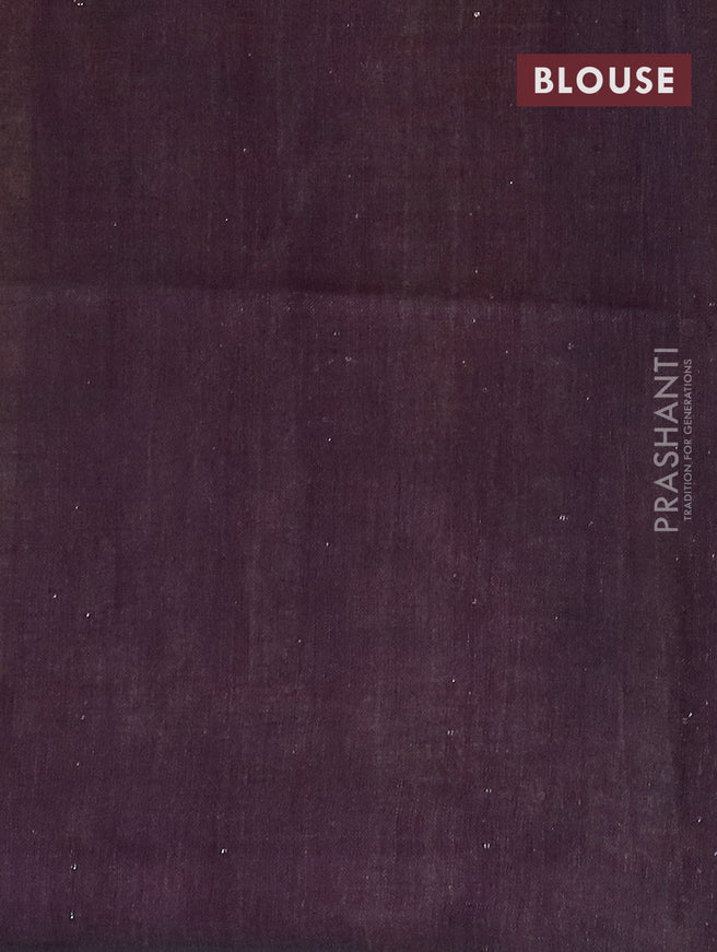 Pure linen saree brown shade with allover stripe pattern and sequin work pallu & piping border