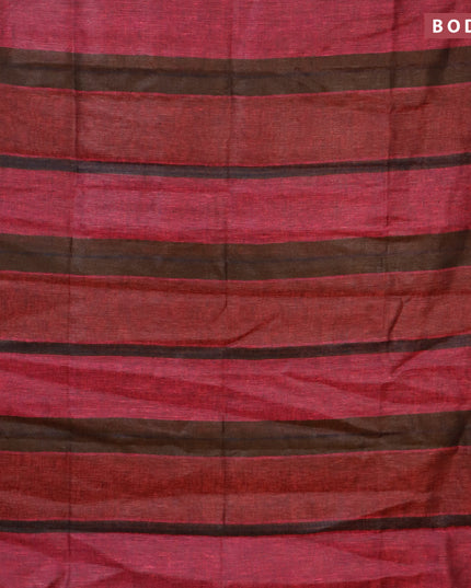 Pure linen saree multi colour with allover stripe pattern and pining border