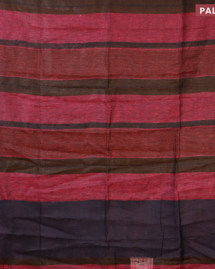 Pure linen saree multi colour with allover stripe pattern and pining border