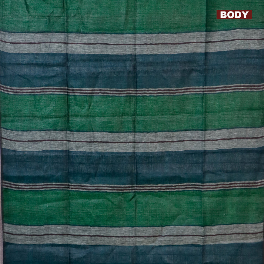 Pure linen saree multi colour and wine shade with allover stripe pattern and pining border