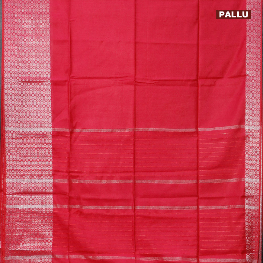Semi tussar saree pink and peach shade with plain body and long copper zari woven border & kalamkari printed blouse