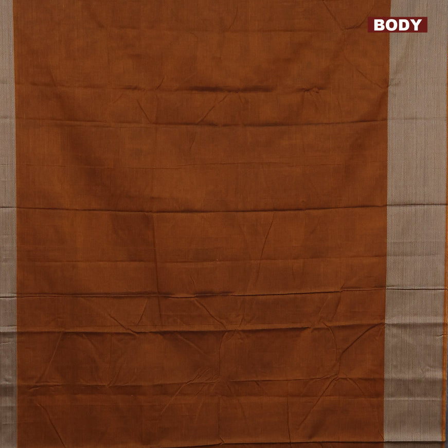 Narayanpet cotton saree honey shade with plain body and thread woven border