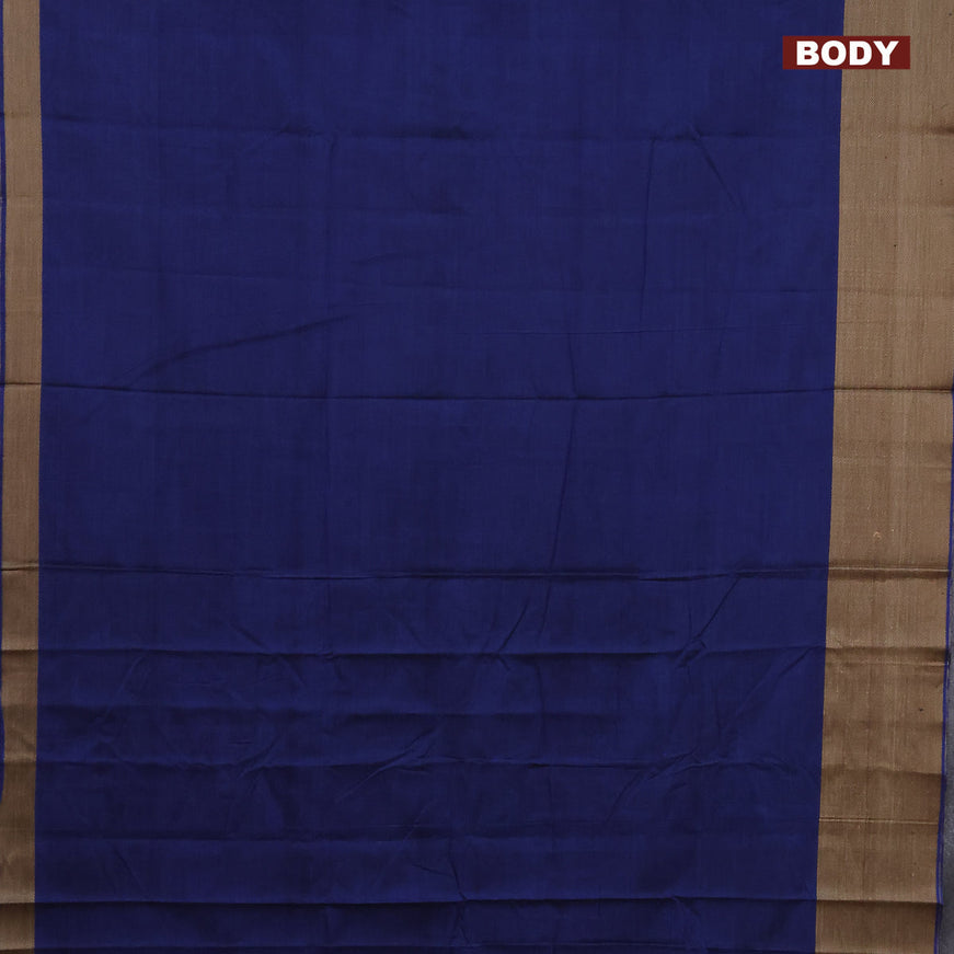 Narayanpet cotton saree blue with plain body and thread woven border