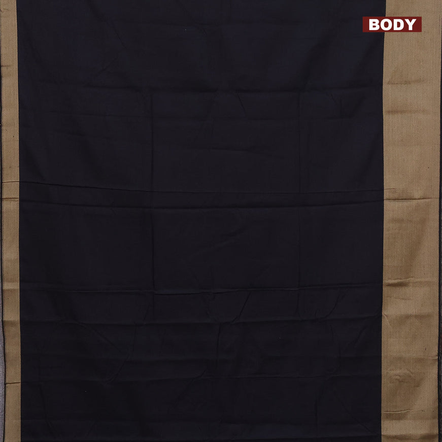 Narayanpet cotton saree black with plain body and thread woven border
