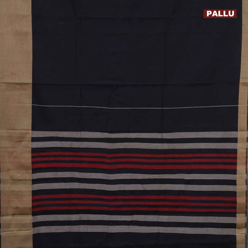 Narayanpet cotton saree black with plain body and thread woven border