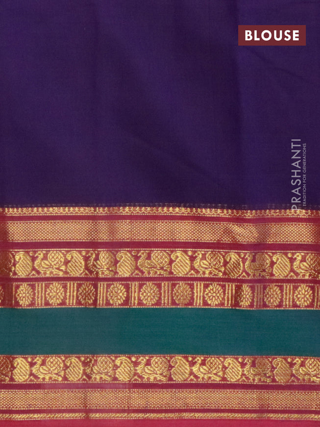 Narayanpet cotton saree deep violet and magenta pink with plain body and long rettapet zari woven border