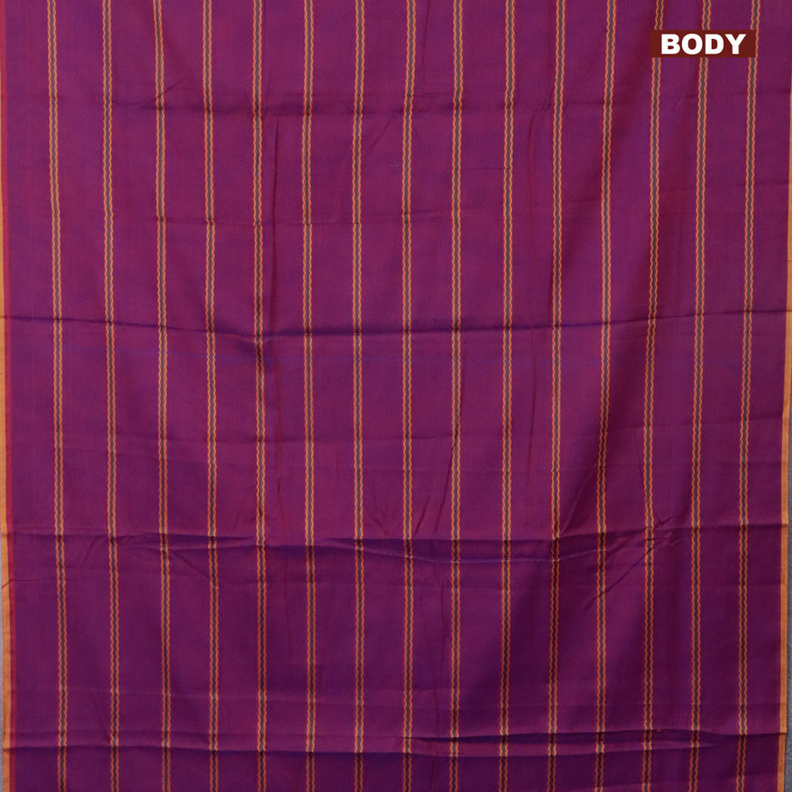 Narayanpet cotton saree purple and mustard yellow with allover thread weaves in borderless style