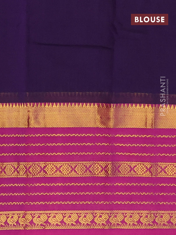Narayanpet cotton saree deep violet and purple with plain body and long zari woven border