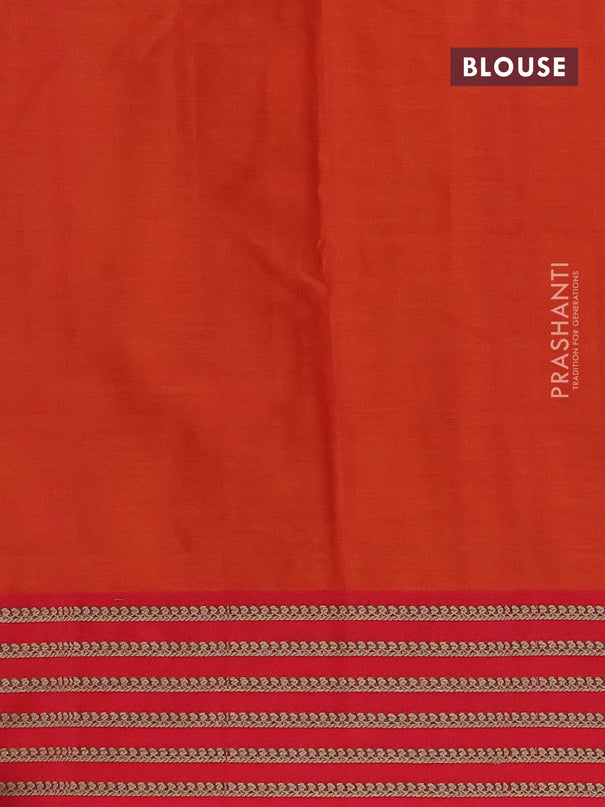 Narayanpet cotton saree dual shade of orange and red with plain body and thread woven border