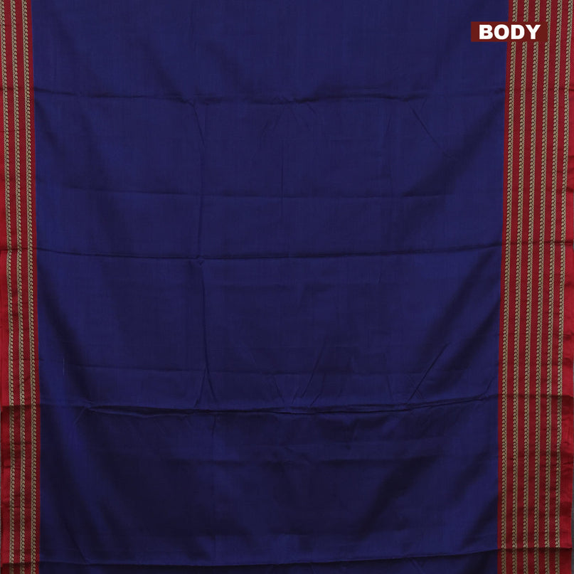 Narayanpet cotton saree blue and maroon with plain body and thread woven border