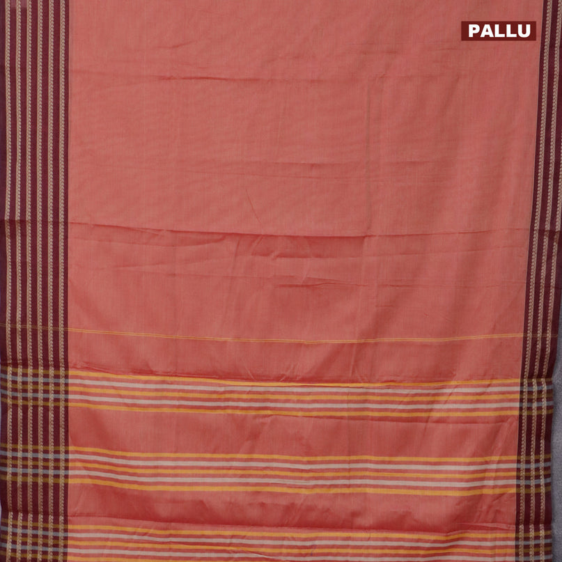 Narayanpet cotton saree dual shade of red and maroon with plain body and thread woven border