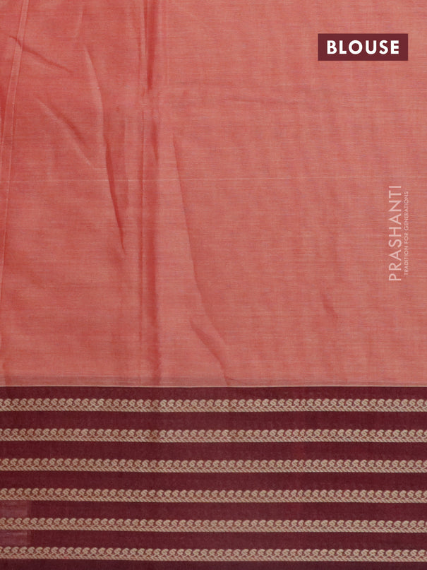 Narayanpet cotton saree dual shade of red and maroon with plain body and thread woven border