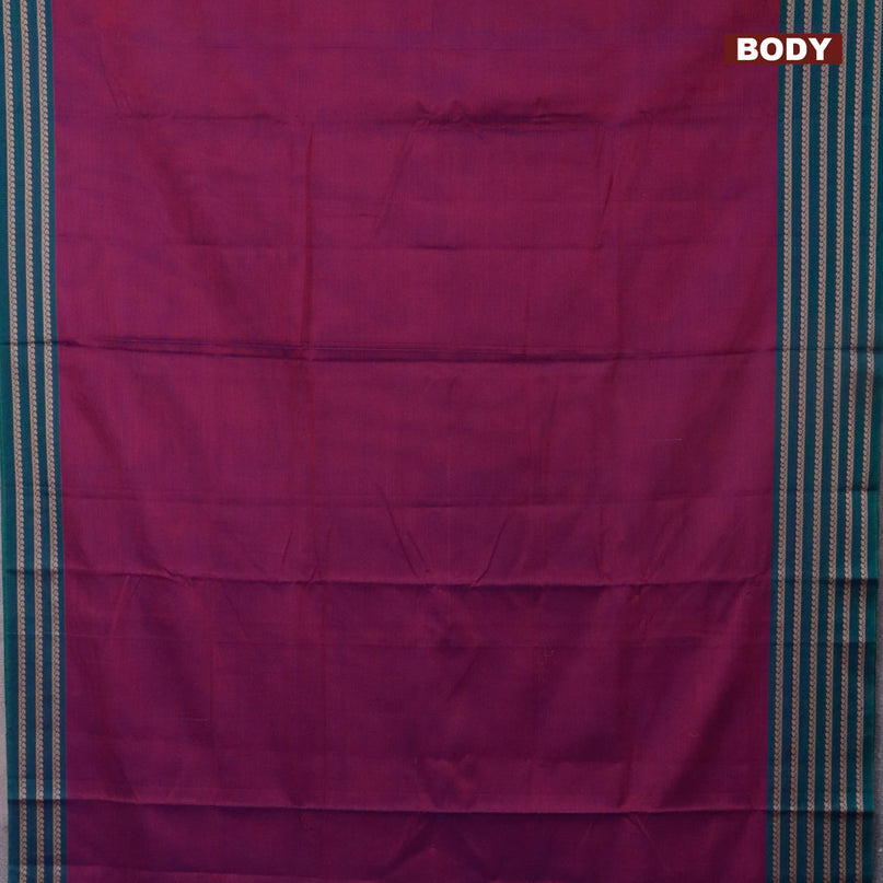 Narayanpet cotton saree purple and dual shade of green with plain body and thread woven border