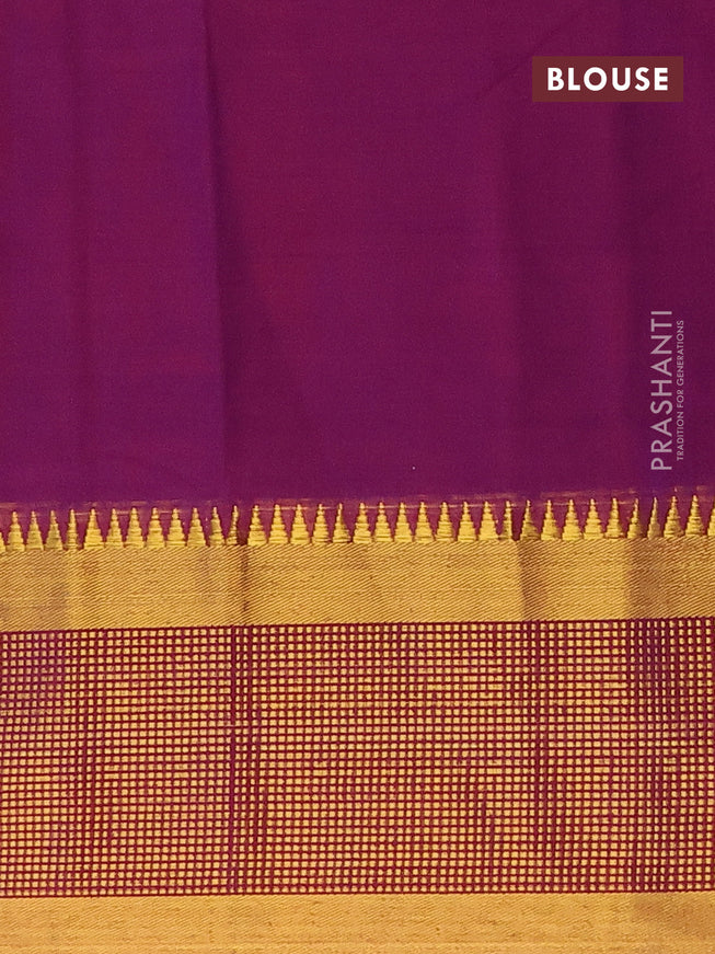 Narayanpet cotton saree purple with plain body and zari woven border