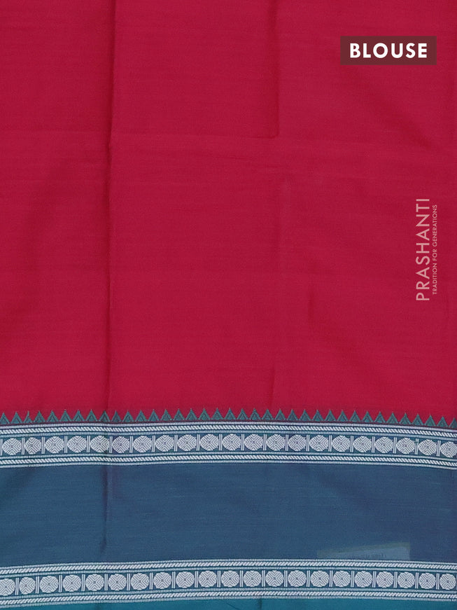 Narayanpet cotton saree red with plain body and thread woven ganga jamuna border