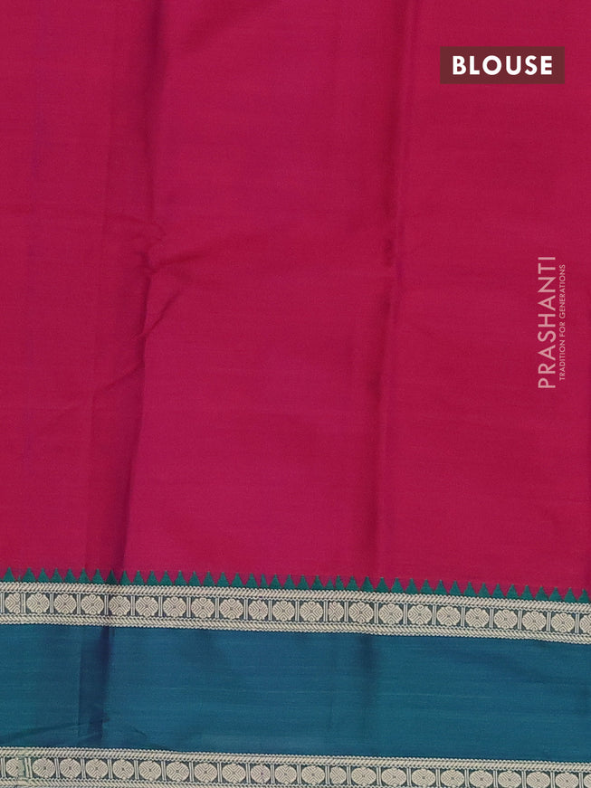 Narayanpet cotton saree magenta pink with plain body and thread woven ganga jamuna border