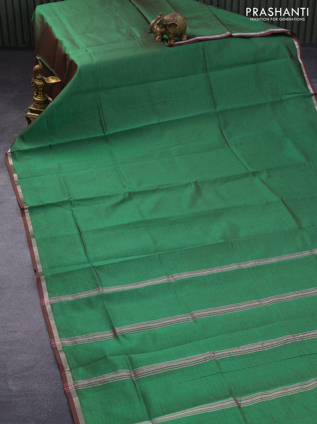 Pure Mangalgiri Silk Peach Gingham Checks Saree with Floral Digital Prints main image 0