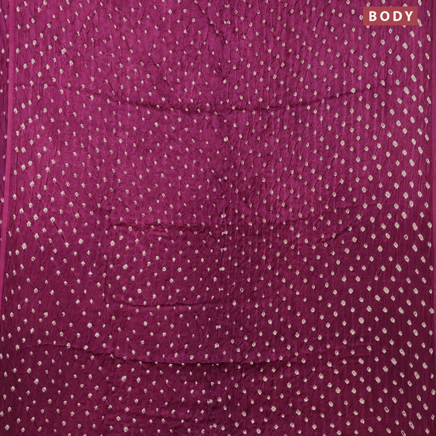 Modal silk saree purple shade and cream with allover bandhani prints and ajrakh printed pallu