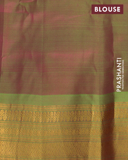 Gadwal silk cotton saree dual shade of pink and light green with zari woven buttas and zari woven border