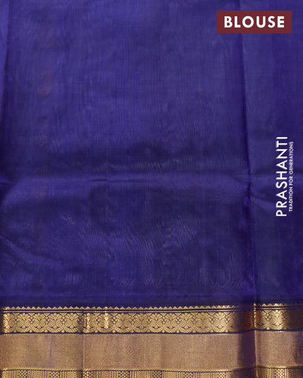 Kuppadam silk cotton saree grey and dark blue with zari woven buttas and zari woven border
