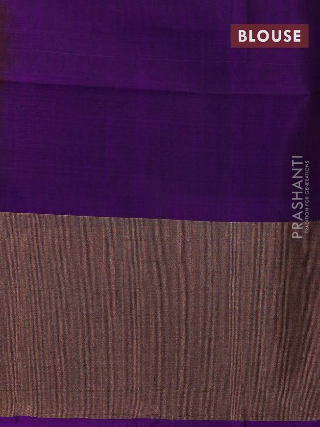 Ikat silk cotton saree orange and violet with allover ikat weaves and long ikat woven border