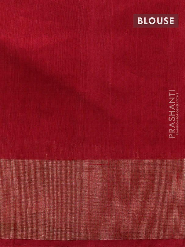 Ikat silk cotton saree sandal and red with allover ikat weaves and zari woven border