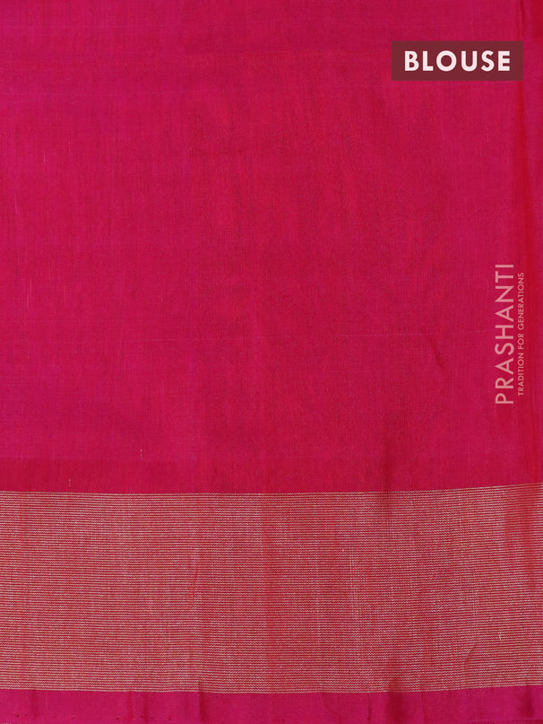 Ikat silk cotton saree lime yellow and pink with allover ikat weaves and zari woven border