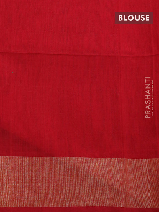 Ikat silk cotton saree green and red with allover ikat weaves and zari woven border