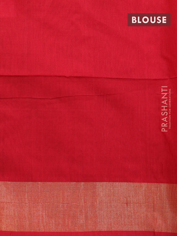 Ikat silk cotton saree coffee brown and red with allover ikat weaves and zari woven border