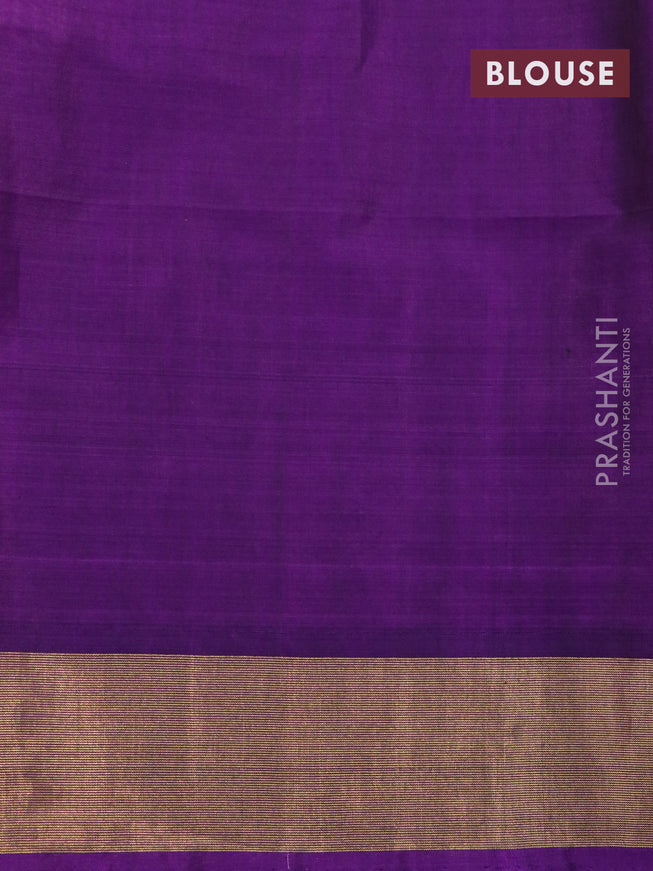Ikat silk cotton saree orange and purple with allover ikat weaves and zari woven border