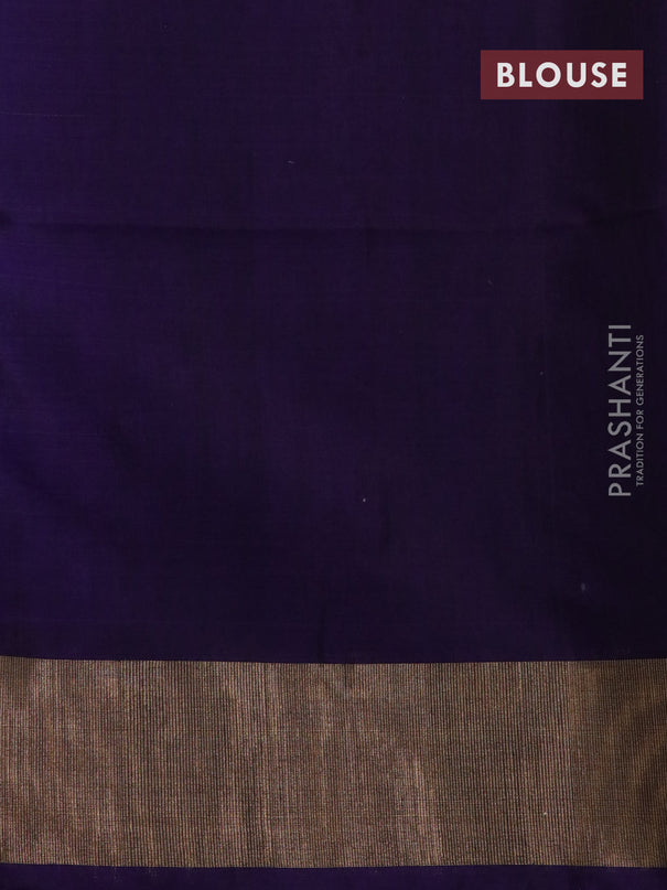 Ikat silk cotton saree cream and deep violet with allover ikat weaves and zari woven border