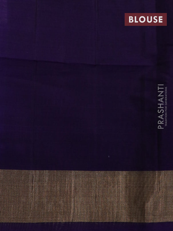 Ikat silk cotton saree grey and blue with allover ikat weaves and zari woven border