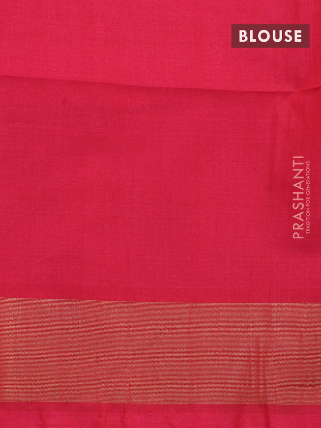 Ikat silk cotton saree coffee brown and candy pink with allover ikat weaves and zari woven border
