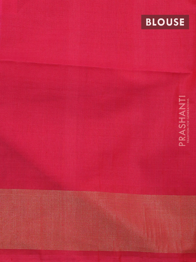 Ikat silk cotton saree deep coffee brown and pink with allover ikat weaves and zari woven border
