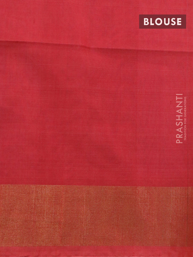 Ikat silk cotton saree pink shade and peach orange with allover ikat weaves and zari woven border