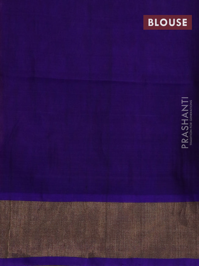 Ikat silk cotton saree pink and blue with allover ikat weaves and zari woven border