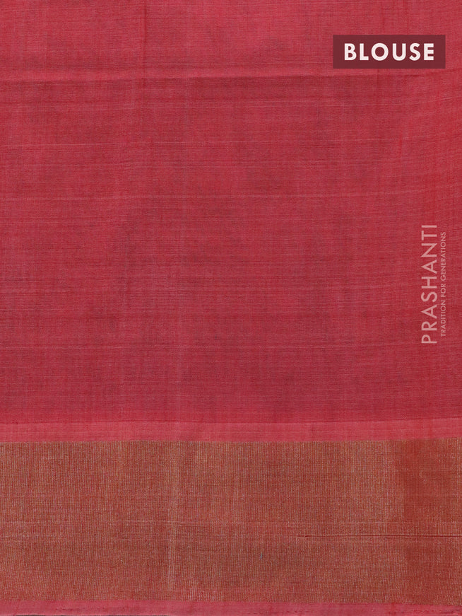 Ikat silk cotton saree blue and peach orange with allover ikat weaves and zari woven border