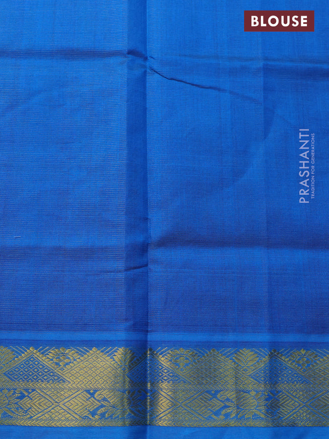Silk cotton saree royal blue and cs blue with allover vairaosi pattern and zari woven border