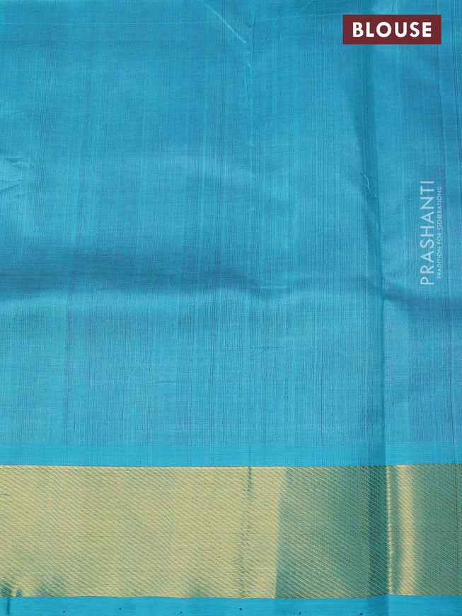 Silk cotton saree purple and teal blue with rudhraksha zari woven buttas and zari woven border