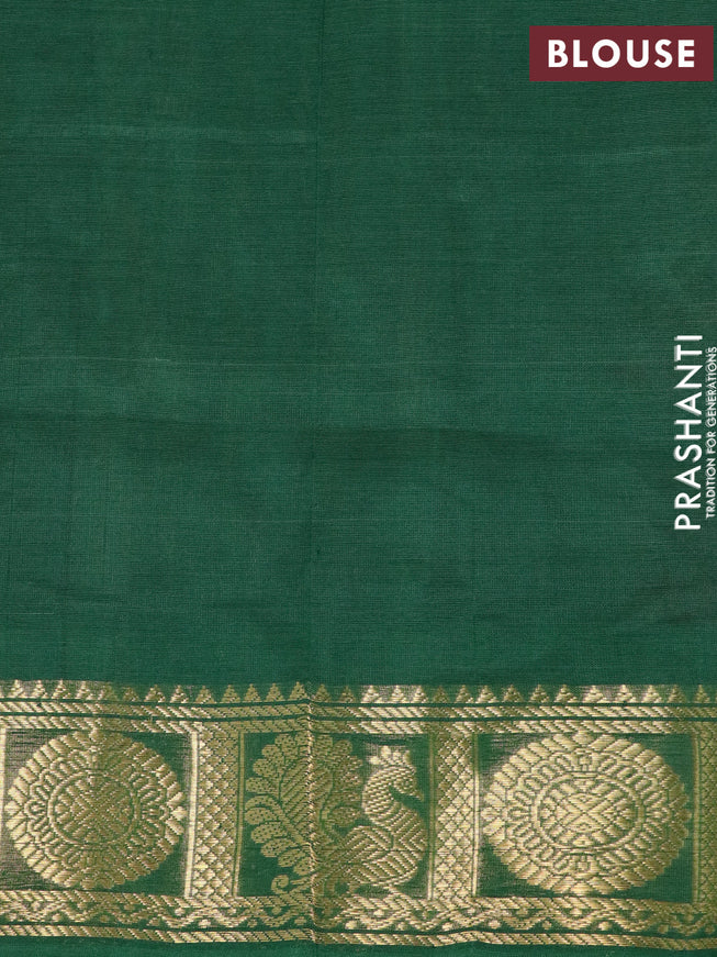 Silk cotton saree sandal and green with zari woven buttas and annam zari woven border