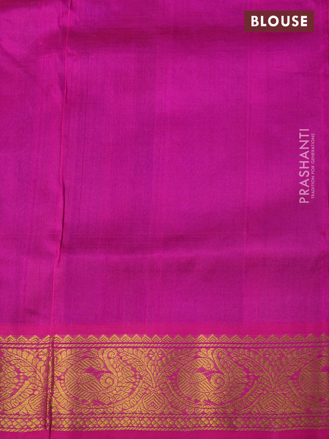 Silk cotton saree blue and pink with zari woven buttas and zari woven border