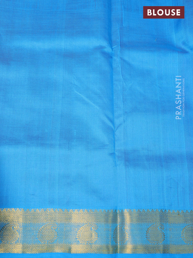 Silk cotton saree purple and blue with zari woven buttas and paisley zari woven border