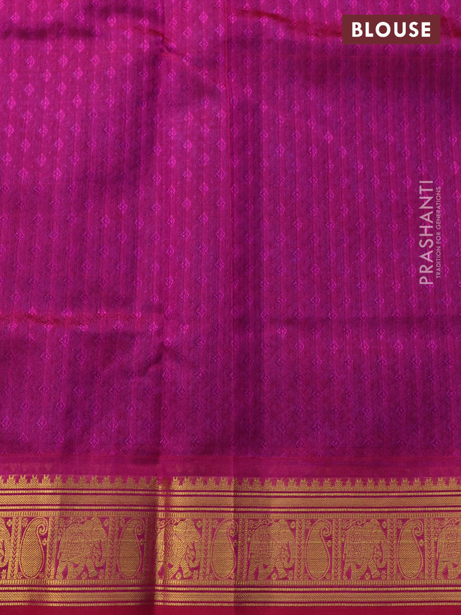 Silk cotton saree cs blue and pink with allover self emboss jacquard & zari buttas and zari woven border