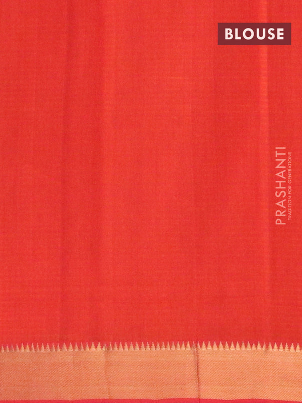 Mangalgiri cotton saree sunset orange with allover stripes pattern and mangalgiri zari border