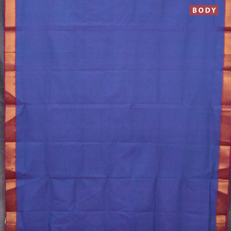 Mangalgiri cotton saree dual shade of blue and magenta pink with allover stripes pattern and mangalgiri zari border