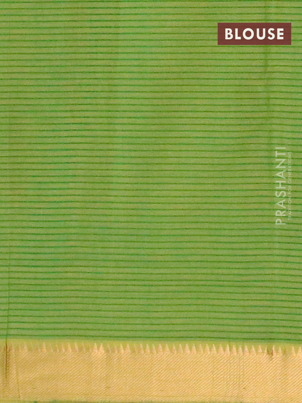 Mangalgiri cotton saree green with allover stripes pattern and mangalgiri zari border