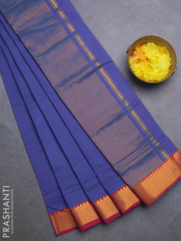 Mangalgiri cotton saree dual shade of violet and maroon shade with allover stripes pattern and mangalgiri zari border