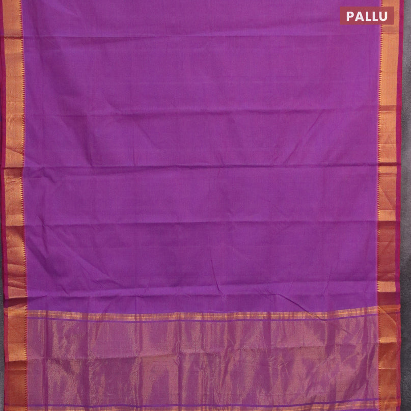 Mangalgiri cotton saree violet and dual shade of maroon with allover stripes pattern and mangalgiri zari border